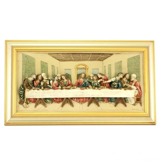 Quadro Ultima Cena Resina Colorata Cornice In Legno 53x30 Cm 1 Quadro Ultima Cena Resina Colorata Cornice In Legno 53x30 Cm