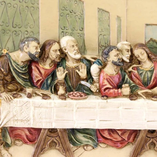 Quadro Ultima Cena Resina Colorata Cornice In Legno 53x30 Cm 3 Quadro Ultima Cena Resina Colorata Cornice In Legno 53x30 Cm - immagine 3