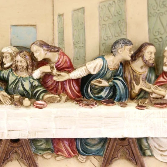 Quadro Ultima Cena Resina Colorata Cornice In Legno 53x30 Cm 4 Quadro Ultima Cena Resina Colorata Cornice In Legno 53x30 Cm - immagine 4