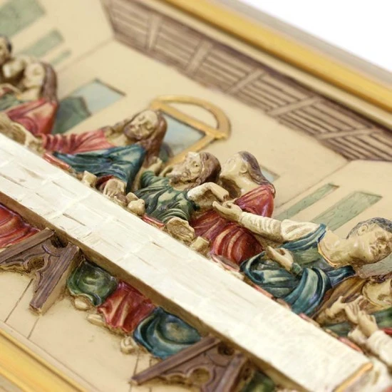 Quadro Ultima Cena Resina Colorata Cornice In Legno 53x30 Cm 5 Quadro Ultima Cena Resina Colorata Cornice In Legno 53x30 Cm - immagine 5