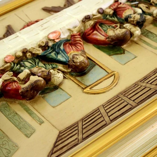 Quadro Ultima Cena Resina Colorata Cornice In Legno 53x30 Cm 7 Quadro Ultima Cena Resina Colorata Cornice In Legno 53x30 Cm - immagine 7