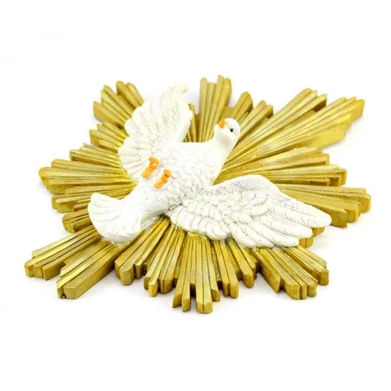 Colomba Spirito Santo Raggiera Resina 22x25 Cm 2 Colomba Spirito Santo Raggiera Resina 22x25 Cm - immagine 2