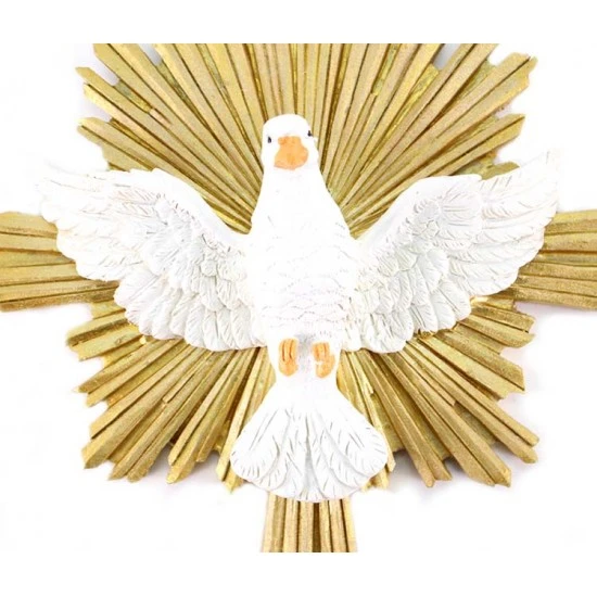 Colomba Spirito Santo Raggiera In Resina 18x20 Cm 3 Colomba Spirito Santo Raggiera In Resina 18x20 Cm - immagine 3