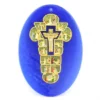 Quadro Via Crucis Ovale In Vetro Blu 25x36 Cm