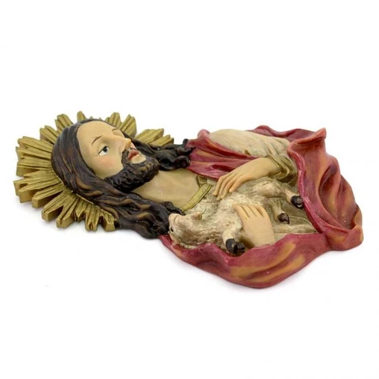 Placca Gesù Buon Pastore Resina Colorata 12x20 Cm 2 Placca Gesù Buon Pastore Resina Colorata 12x20 Cm - immagine 2