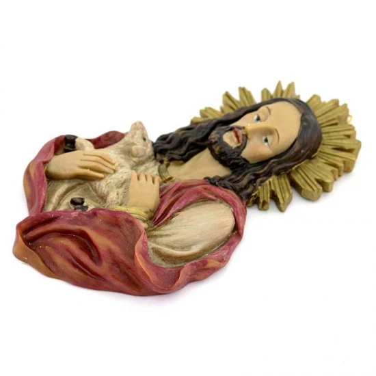 Placca Gesù Buon Pastore Resina Colorata 12x20 Cm 3 Placca Gesù Buon Pastore Resina Colorata 12x20 Cm - immagine 3