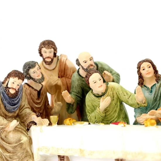 Statua Ultima Cena In Resina Colorata 40x18 Cm 4 Statua Ultima Cena In Resina Colorata 40x18 Cm - immagine 4