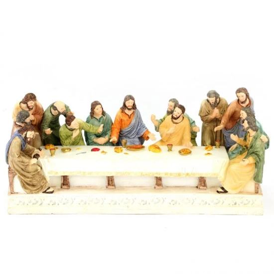 Statua Ultima Cena In Resina Colorata 40x18 Cm 6 Statua Ultima Cena In Resina Colorata 40x18 Cm - immagine 6