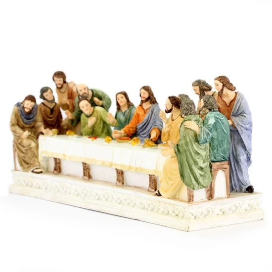 Statua Ultima Cena In Resina Colorata 40x18 Cm 7 Statua Ultima Cena In Resina Colorata 40x18 Cm - immagine 7