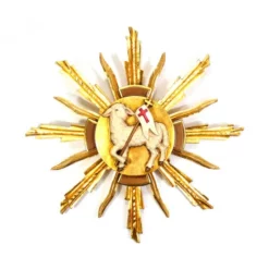 Agnello Di Dio Con Raggiera In Legno Diametro 32 Cm