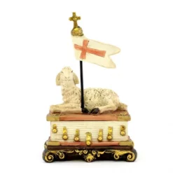 Statua Agnello Pasquale In Resina Colorata 18 Cm