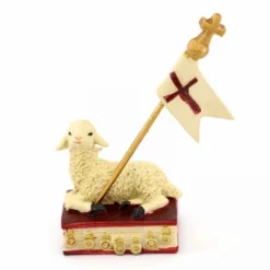 Statua Agnello Pasquale In Resina Colorata 4,5 Cm