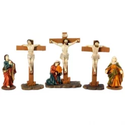 Scena Crocifissione Di Gesù In Resina Colorata 14 Cm