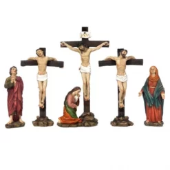Scena Crocifissione Di Gesù In Resina Colorata 22 Cm