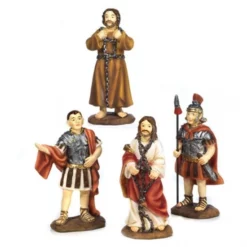 Scena Processo A Gesù In Resina Colorata 9,5 Cm