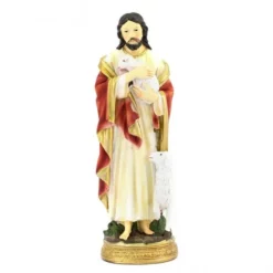 Statua Gesù Buon Pastore In Resina Colorata 20 Cm