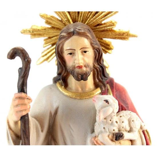 Statua Gesù Buon Pastore In Legno 22 Cm 3 Statua Gesù Buon Pastore In Legno 22 Cm - immagine 3