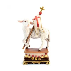 Statua Agnello Pasquale In Legno 28 Cm