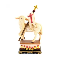 Statua Agnello Pasquale In Legno 15 Cm