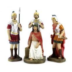 Gesù Incoronato Di Spine Resina Colorata 14 Cm