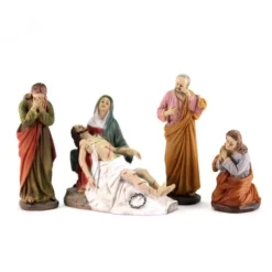 Scena Morte Di Gesù In Resina Colorata 13 Cm