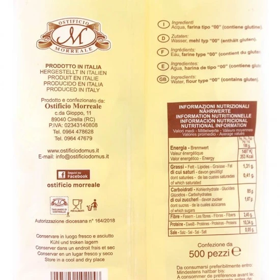 Particola Bianca Tradizionale Morreale 500 Pz. Diametro 35 Mm 5 Particola Bianca Tradizionale Morreale 500 Pz. Diametro 35 Mm - immagine 5