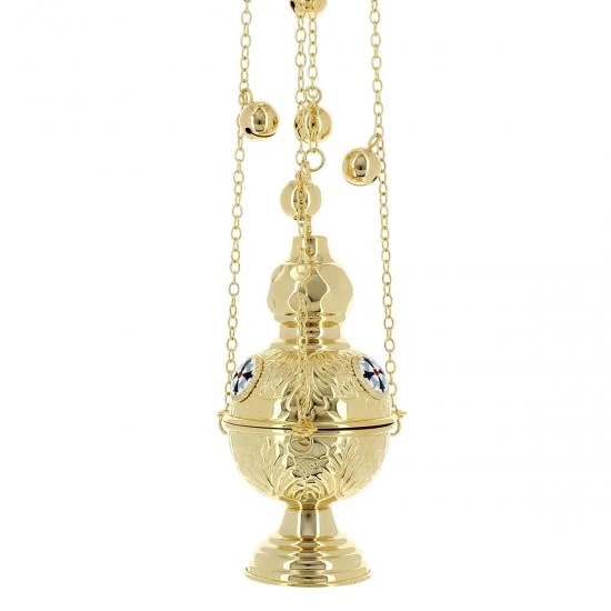 Turibolo Stile Ortodosso Con Smalti 9,5x23 Cm 1 Turibolo Stile Ortodosso Con Smalti 9,5x23 Cm