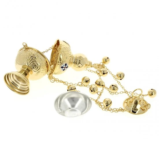 Turibolo Stile Ortodosso Con Smalti 9,5x23 Cm 2 Turibolo Stile Ortodosso Con Smalti 9,5x23 Cm - immagine 2