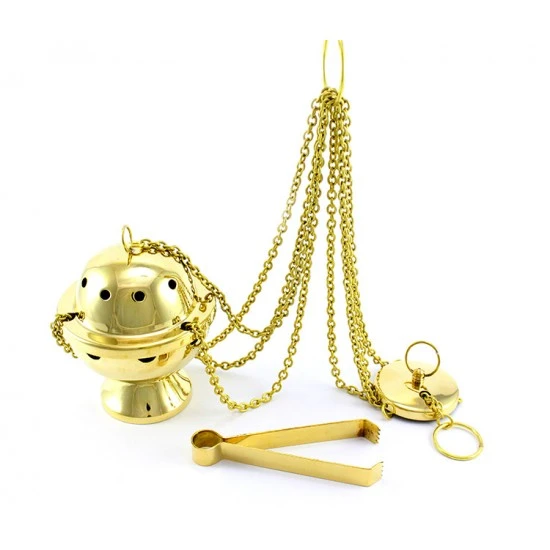 Turibolo Mondo Dorato 13 Cm Diametro 10 Cm 2 Turibolo Mondo Dorato 13 Cm Diametro 10 Cm - immagine 2