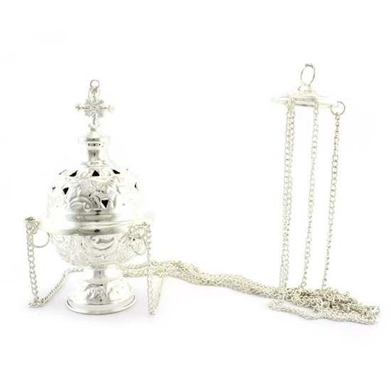 Turibolo Traforato Argentato 18 Cm Diametro 11 Cm 1 Turibolo Traforato Argentato 18 Cm Diametro 11 Cm