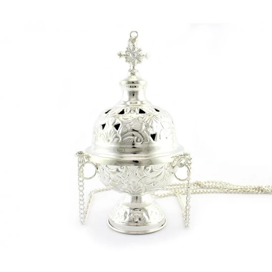 Turibolo Traforato Argentato 18 Cm Diametro 11 Cm 2 Turibolo Traforato Argentato 18 Cm Diametro 11 Cm - immagine 2