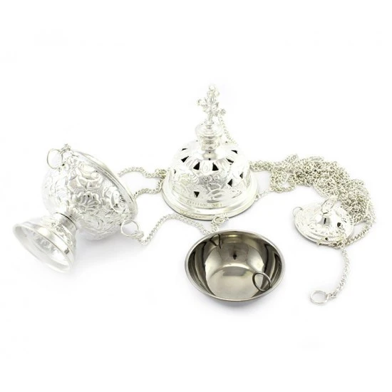 Turibolo Traforato Argentato 18 Cm Diametro 11 Cm 3 Turibolo Traforato Argentato 18 Cm Diametro 11 Cm - immagine 3