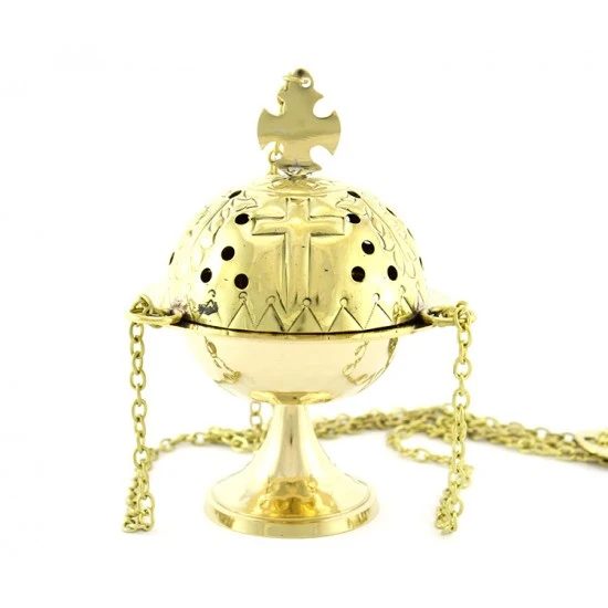 Turibolo Croce Dorato 16 Cm Diametro 11 Cm 2 Turibolo Croce Dorato 16 Cm Diametro 11 Cm - immagine 2