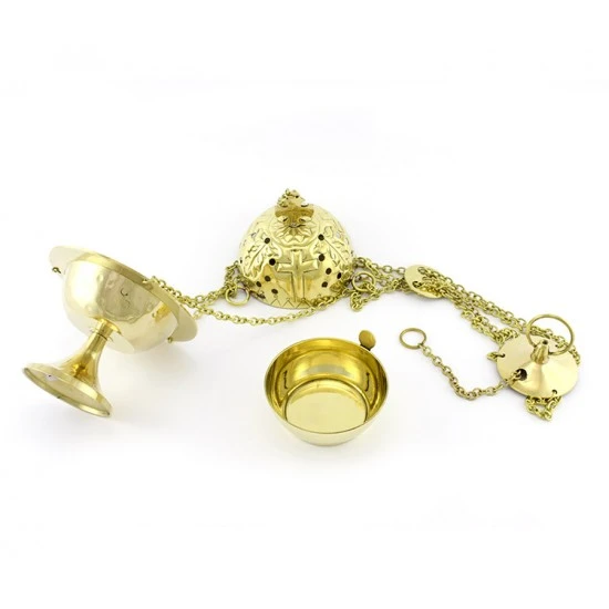 Turibolo Croce Dorato 16 Cm Diametro 11 Cm 3 Turibolo Croce Dorato 16 Cm Diametro 11 Cm - immagine 3