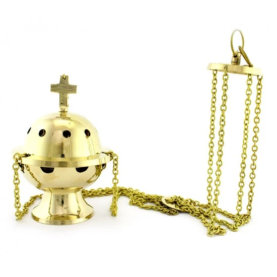 Turibolo Palla Dorato 13 Cm Diametro 9,5 Cm 1 Turibolo Palla Dorato 13 Cm Diametro 9,5 Cm