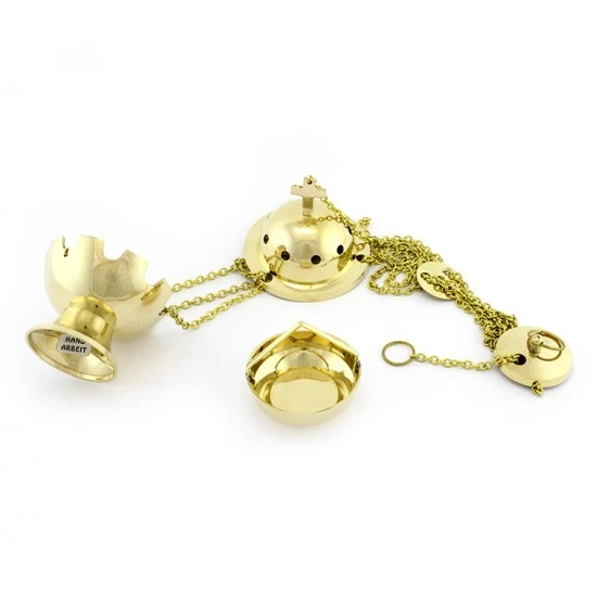 Turibolo Palla Dorato 13 Cm Diametro 9,5 Cm 2 Turibolo Palla Dorato 13 Cm Diametro 9,5 Cm - immagine 2