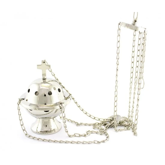 Turibolo Sfera Forato Argentato 13 Cm Diametro 9,5 Cm 1 Turibolo Sfera Forato Argentato 13 Cm Diametro 9,5 Cm