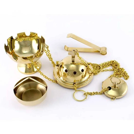 Turibolo Palla Dorato E Pinzetta 13 Cm Diametro 10 Cm 4 Turibolo Palla Dorato E Pinzetta 13 Cm Diametro 10 Cm - immagine 4