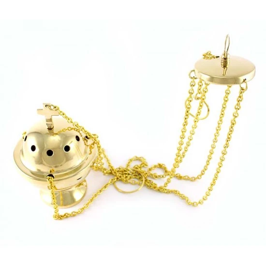 Turibolo Palla Dorato E Pinzetta 13 Cm Diametro 10 Cm 2 Turibolo Palla Dorato E Pinzetta 13 Cm Diametro 10 Cm - immagine 2