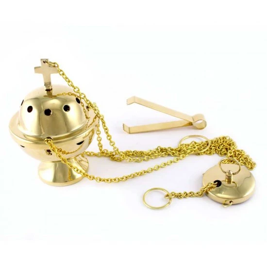 Turibolo Palla Dorato E Pinzetta 13 Cm Diametro 10 Cm 3 Turibolo Palla Dorato E Pinzetta 13 Cm Diametro 10 Cm - immagine 3