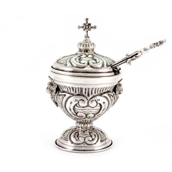 Turibolo Con Navetta Stile Barocco Cesellato A Mano 27 Cm 6 Turibolo Con Navetta Stile Barocco Cesellato A Mano 27 Cm - immagine 6