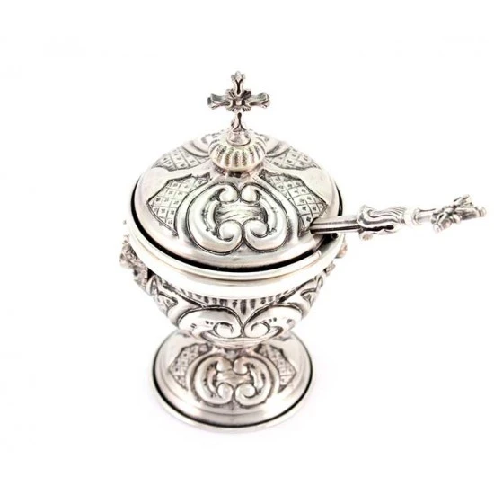 Turibolo Con Navetta Stile Barocco Cesellato A Mano 27 Cm 7 Turibolo Con Navetta Stile Barocco Cesellato A Mano 27 Cm - immagine 7