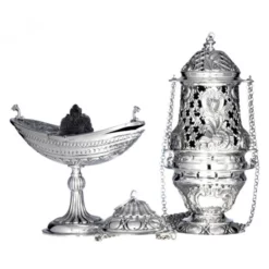 Turibolo Fregi Con Navetta Argento 800° 25 Cm