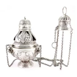 Turibolo Con Navetta Barocco Cesellato A Mano 24 Cm