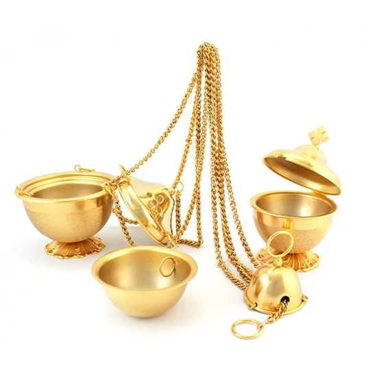 Turibolo Con Navetta In Fusione A Sfera Dorata 14 Cm 3 Turibolo Con Navetta In Fusione A Sfera Dorata 14 Cm - immagine 3