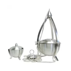 Turibolo Con Navetta Structure In Ottone Cesellato 15 Cm