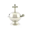 Navetta Sfera Con Croce In Metallo Argentato 16 Cm