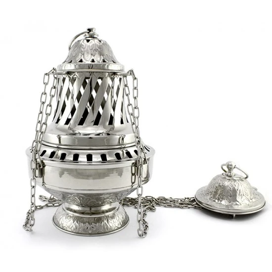 Turibolo Gigante Metallo Argentato 33 Cm 2 Turibolo Gigante Metallo Argentato 33 Cm - immagine 2