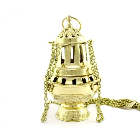 Turibolo Grande Metallo Dorato 22 Cm 2 Turibolo Grande Metallo Dorato 22 Cm - immagine 2