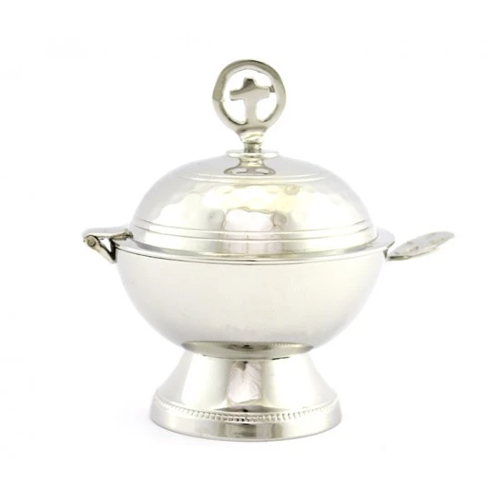 Navetta Per Incenso Sfera In Metallo Martellato 11.5 Cm 1 Navetta Per Incenso Sfera In Metallo Martellato 11.5 Cm